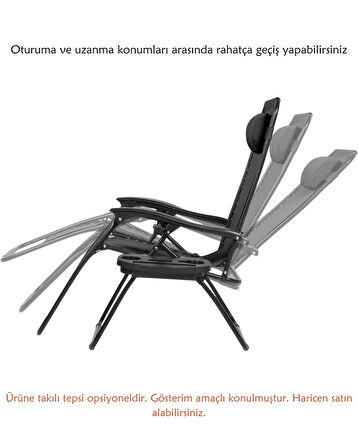 Siyah-Sarı Yatabilen, Ayarlanabilir Pozisyonlu, Katlanabilir Zero Gravity Şezlong, Kamp Sandalyesi, Dama Desen