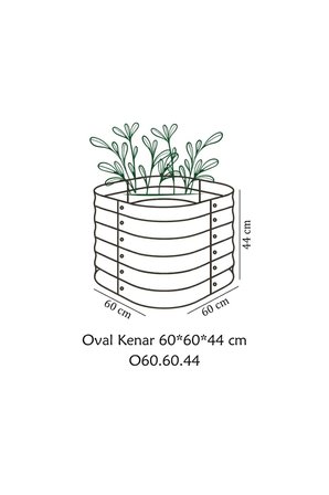 60*60*44 cm Çelik, Oval Kenarlı, Modüler, Yükseltilmiş Bahçe Yatağı, Sebze Yatağı