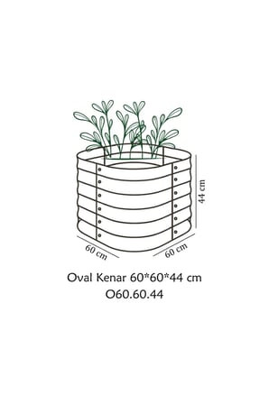 60*60*44 cm Çelik, Oval Kenarlı, Modüler, Yükseltilmiş Bahçe Yatağı, Sebze Yatağı