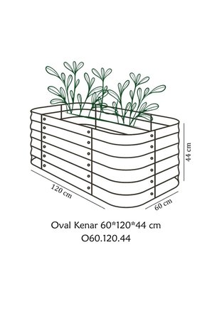 60*120*44 cm Çelik, Oval Kenarlı, Modüler, Yükseltilmiş Bahçe Yatağı, Sebze Yatağı