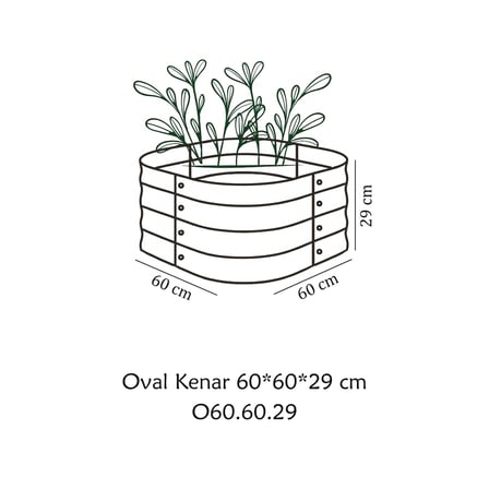 60*60*29 Cm Antrasit Gri, Çelik, Oval Kenarlı, Modüler, Yükseltilmiş Bahçe Yatağı, Sebze Yatağı
