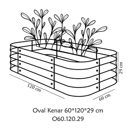 60*120*29 Cm Bej, Çelik, Oval Kenarlı, Modüler, Yükseltilmiş Bahçe Yatağı, Sebze Yatağı