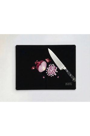 2’li Alman Schott 25*35 cm Temperli Cam Kesme Tahtası Ve Sunum Panosu, Beyaz Mermer-Şık Siyah Isıya Dayanıklı, Kırılmaz, Boyası Atmaz