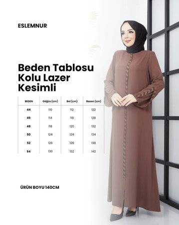 Kolu Lazer Kesimli Taşlı Medine İ̇Peği Yazlık Ferace