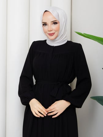 islami tesettür ferace robalı büzgülü medine ipeği tam tesettür