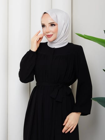 islami tesettür ferace robalı büzgülü medine ipeği tam tesettür