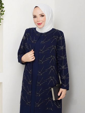 ŞİMŞEK TAŞLI BÜYÜK BEDEN ANNE ELBİSESİ