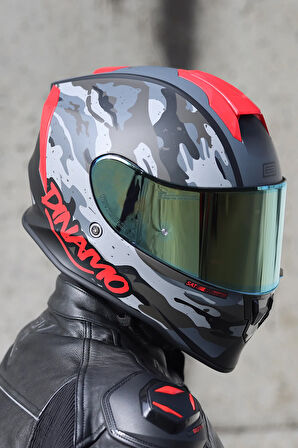 Dinamo Camo Siyah-Titanium-Kırmızı Kask