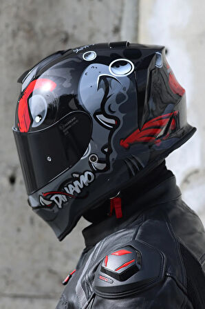 Dinamo Fishuga Siyah-Kırmızı-Gri Kask