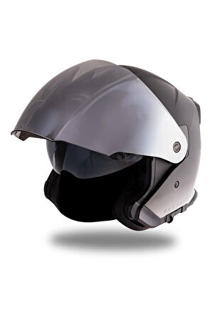 Palio 2  DeepSky Mat Siyah-Mat Titanium Açık Kask