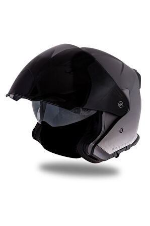 Palio 2  DeepSky Mat Siyah-Mat Titanium Açık Kask