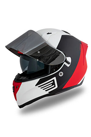 Strada Layer MatSiyah-Kırmızı-Beyaz Kask