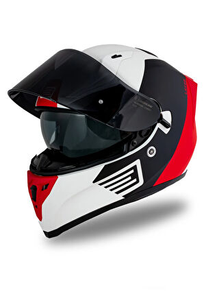 Strada Layer MatSiyah-Kırmızı-Beyaz Kask