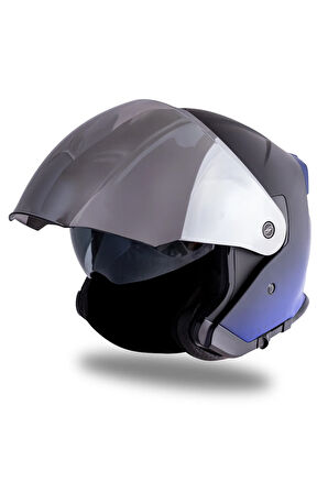 Palio DeepSky Mat Siyah-Mavi Açık Kask