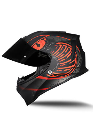Dinamo Fighter Mat Siyah-Antrasit-Kırmızı Kask