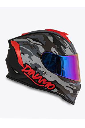 Dinamo Camo Siyah-Titanium-Kırmızı Kask