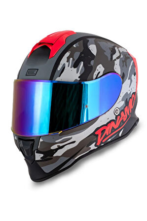 Dinamo Camo Siyah-Titanium-Kırmızı Kask
