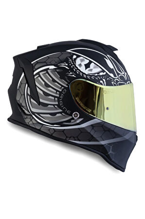 Dinamo Fighter MatSiyah-Titanium-Beyaz Kask