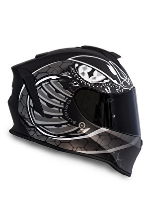 Dinamo Fighter MatSiyah-Titanium-Beyaz Kask