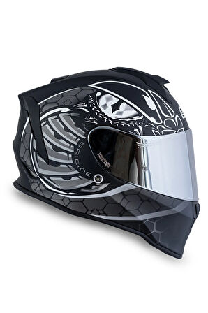 Dinamo Fighter MatSiyah-Titanium-Beyaz Kask