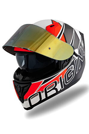 Strada Competition Mat Siyah-Turuncu-Beyaz Kask