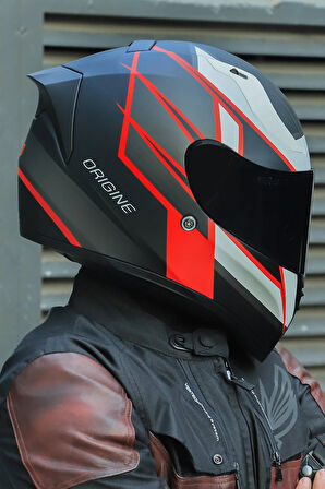 Strada Competition Beyaz-Kırmızı-Siyah Kask