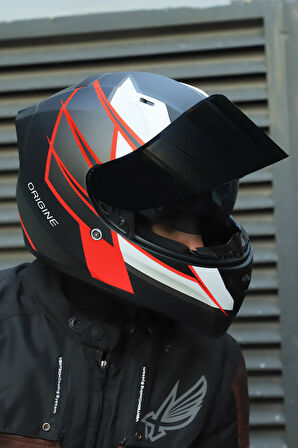 Strada Competition Beyaz-Kırmızı-Siyah Kask