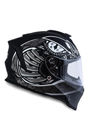 Dinamo Fighter MatSiyah-Titanium-Beyaz Kask