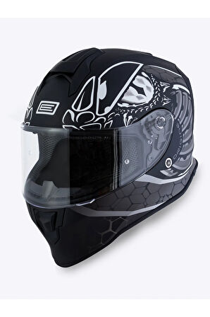 Dinamo Fighter MatSiyah-Titanium-Beyaz Kask