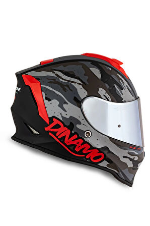 Dinamo Camo Siyah-Titanium-Kırmızı Kask