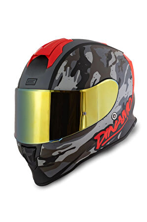 Dinamo Camo Siyah-Titanium-Kırmızı Kask
