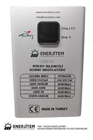 ENERJİTEM Kombi Regülatörü Mikro Işlemcili Kombi Voltaj Regülatörü 1000va