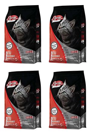 Energy Sığır Etli Yetişkin Kedi Maması 1 Kg - 4 Adet