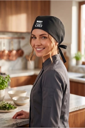 Best Chef Logo baskılı Siyah Chef Bonesi | Özel Tasarım Aşçı Ve Şef Bonesi