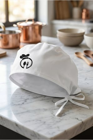 Kaşık Çatal Kalp Temalı BEYAZ Chef Bonesi | Özel Tasarım Aşçı Ve Şef Bonesi