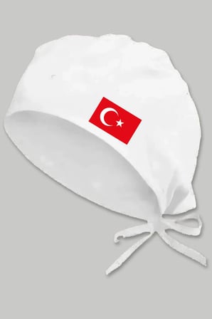 Türk Bayraklı Beyaz Chef Bonesi | Özel Tasarım Aşçı Ve Şef Bonesi