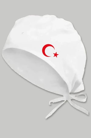 Kırmızı Ay Yıldızlı Beyaz Chef Bonesi | Özel Tasarım Aşçı Ve Şef Bonesi