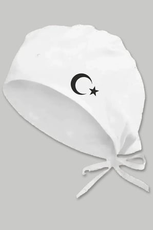 Siyah Ay Yıldızlı Beyaz Chef Bonesi | Özel Tasarım Aşçı Ve Şef Bonesi