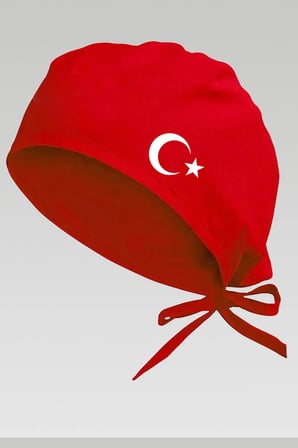 Beyaz Ay Yıldızlı Kırmızı Chef Bonesi | Özel Tasarım Aşçı Ve Şef Bonesi