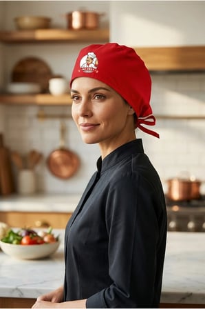 Mr. Chef Baskılı Kırmızı Chef Bonesi | Özel Tasarım Aşçı Ve Şef Bonesi
