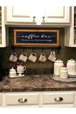 Kahve Köşesi Coffee Bar Love Is Brewing Ahşap Çerçeve