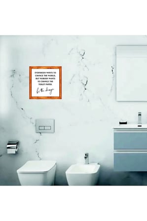 Duvar Dekoru Banyo Tuvalet ,everybady Beyaz Zeminli Ahşap Çerçeveli Tablo