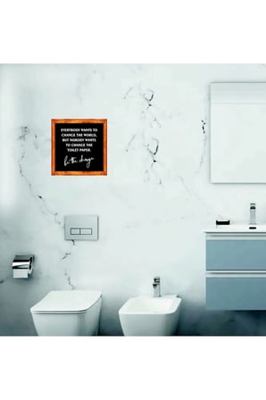 Duvar Dekoru Banyo Tuvalet ,everybady Siyah Zeminli Ahşap Çerçeveli Tablo