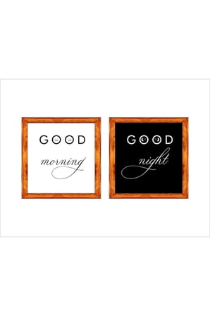 Duvar Dekoru, Good Morning,good Night Görselli Ahşap Çerçeveli Tablo