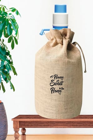 Dekoratif Home Sweet Home Baskılı Jüt kumaş Damacana Kılıfı