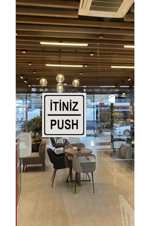 Itiniz/çekiniz Metal Kapı Ikaz Yazısı 10x10cm Gümüş Renk Arkası Yapışkanlı