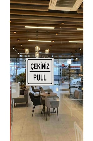 Itiniz/çekiniz Metal Kapı Ikaz Yazısı 10x10cm Gümüş Renk Arkası Yapışkanlı