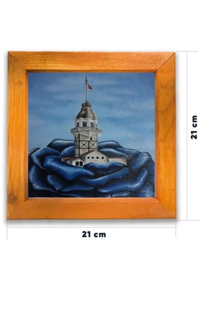 Ahşap Çerçeveli Kız Kulesi Dekoratif Ahşap Tablo 21x21 Cm