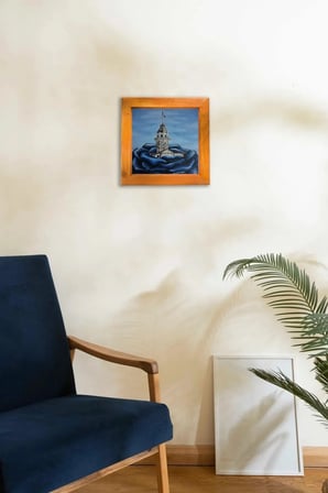 Ahşap Çerçeveli Kız Kulesi Dekoratif Ahşap Tablo 21x21 Cm