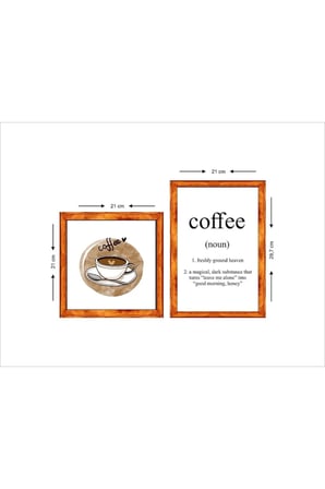 Kahve Köşesi Duvar Dekoru Caffee Noun 2 Li Ahşap Çerçeveli Tablo